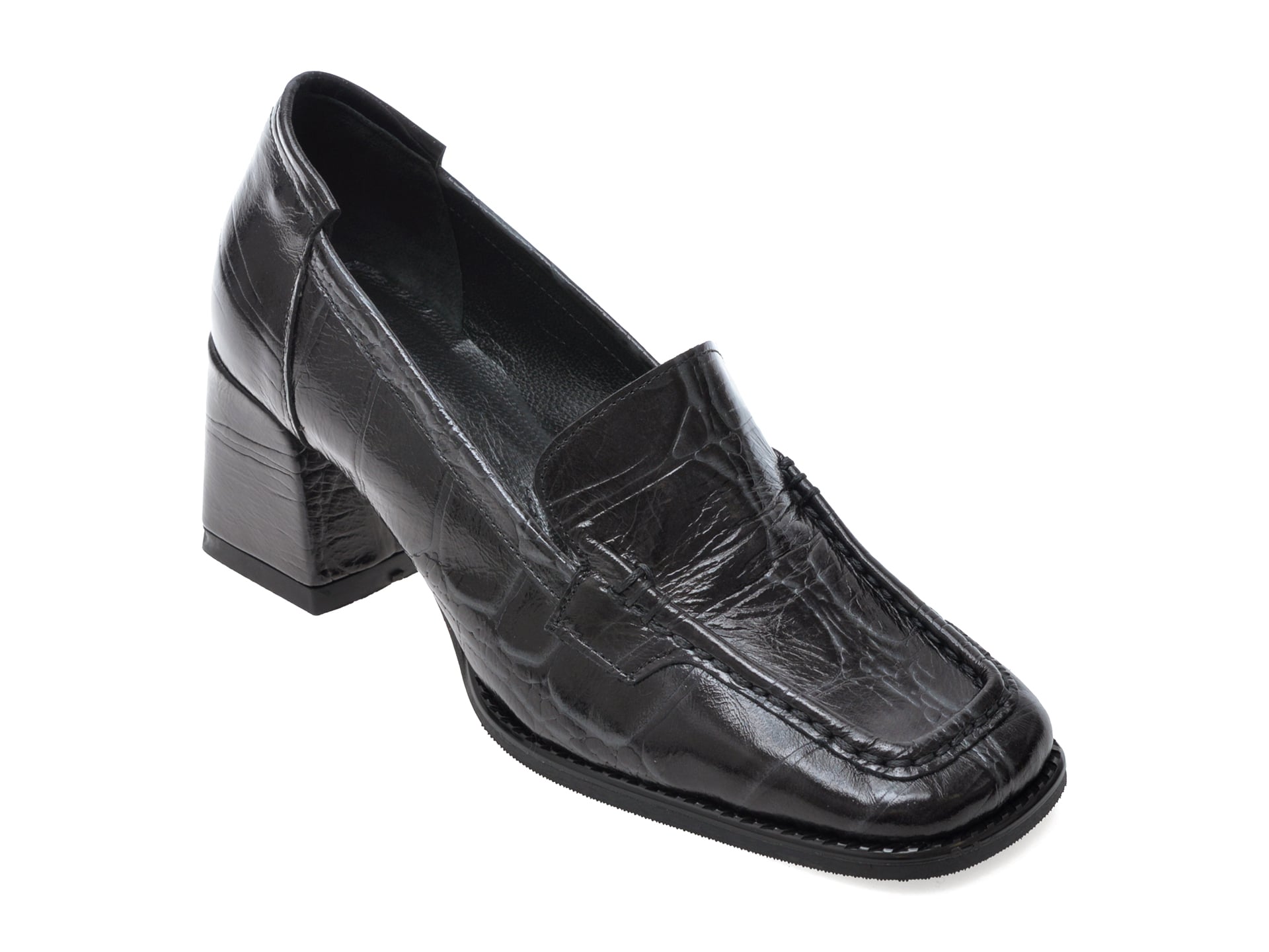 Mocasini EPICA negri, 2772114, din piele croco