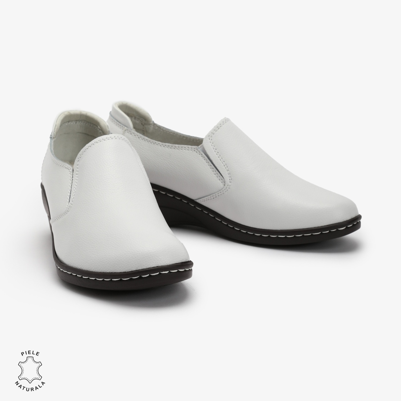 Mocasini Dama din Piele naturala CRL0118 Alb