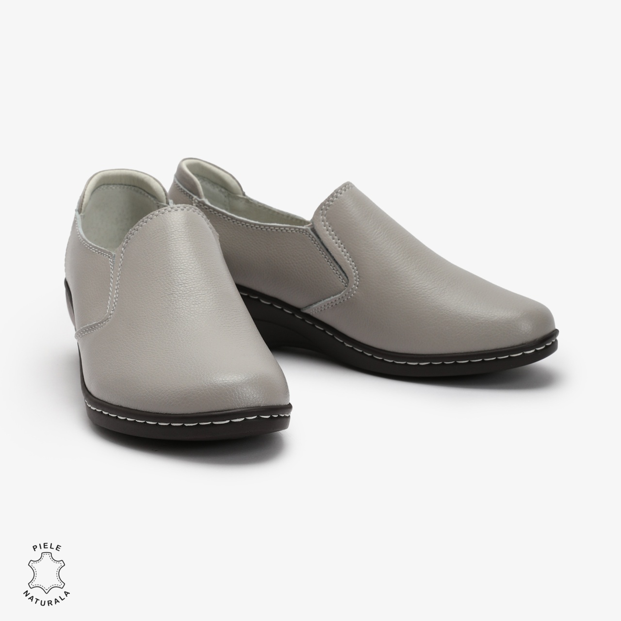 Mocasini Dama din Piele naturala CRL0118 GRI
