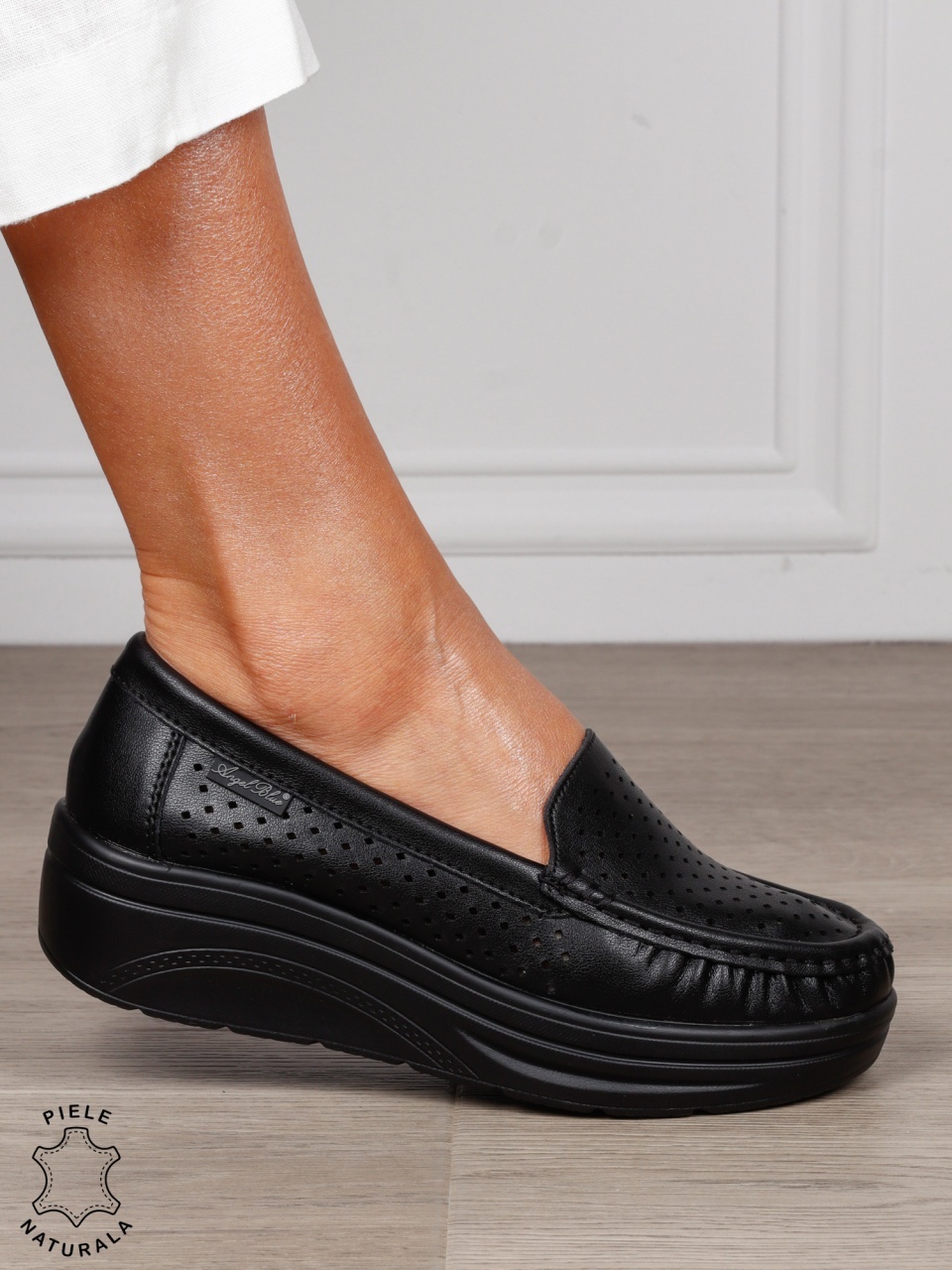 MOCASINI dama din piele naturala CRL1579 NEGRU