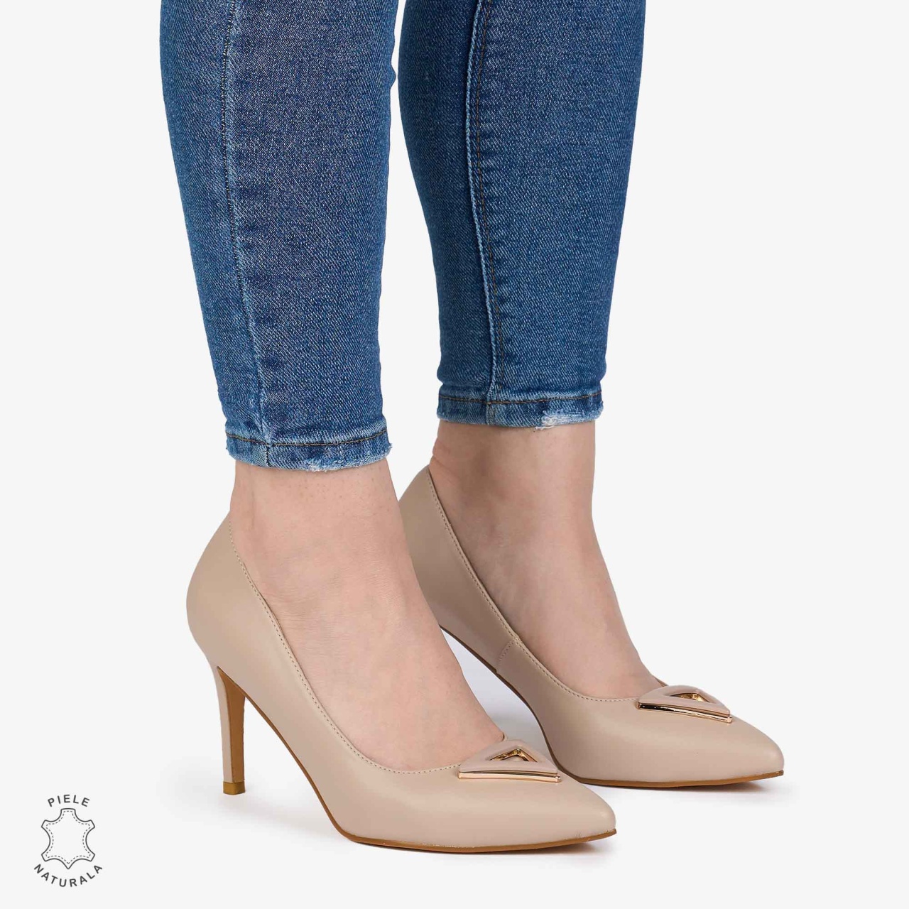 Pantofi Eleganti dama din Piele Naturala CRL0979 BEJ