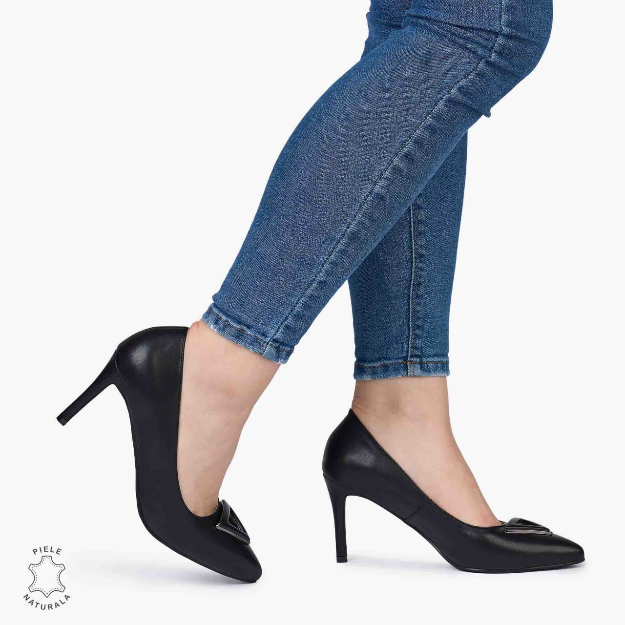 Pantofi Eleganti dama din Piele Naturala CRL0979 NEGRU