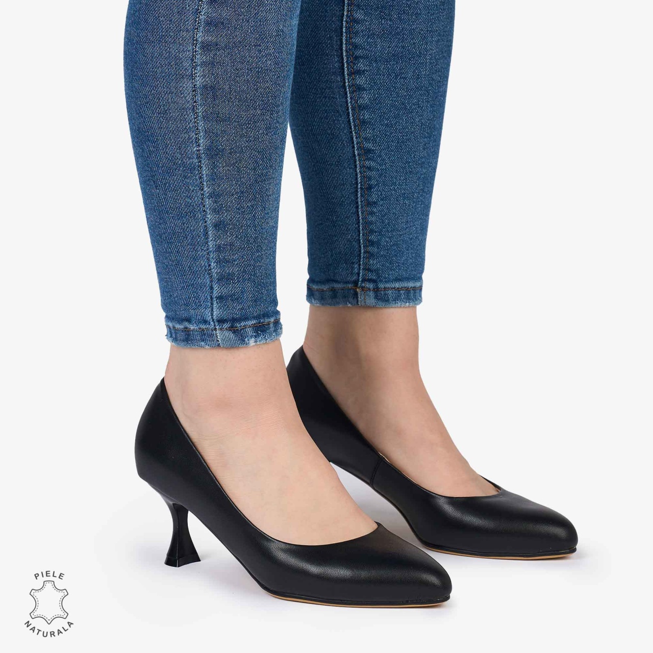 Pantofi Eleganti dama din Piele Naturala CRL0980 NEGRU