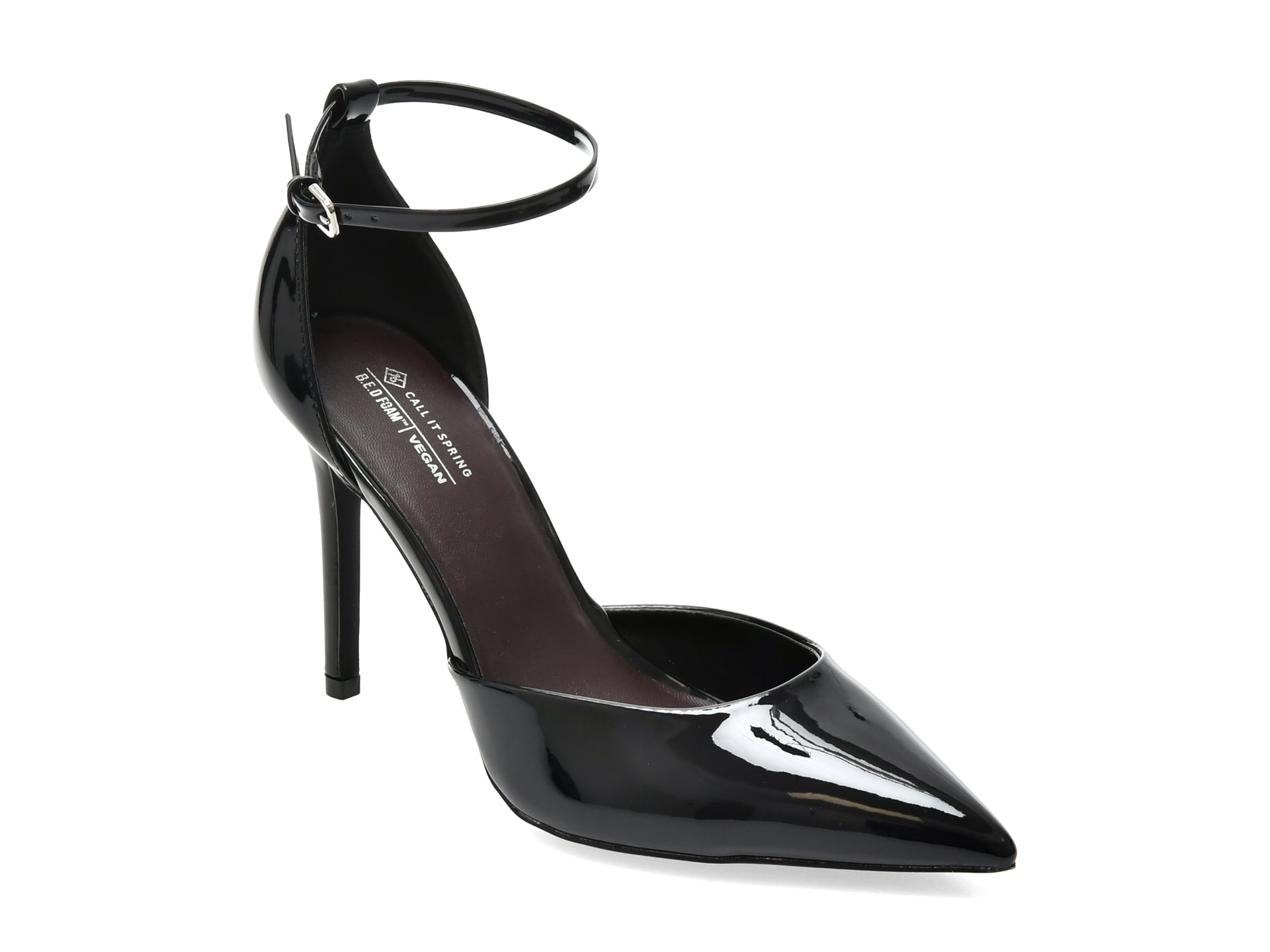 Pantofi eleganti CALL IT SPRING negri, SURII 001, din piele ecologica lacuita