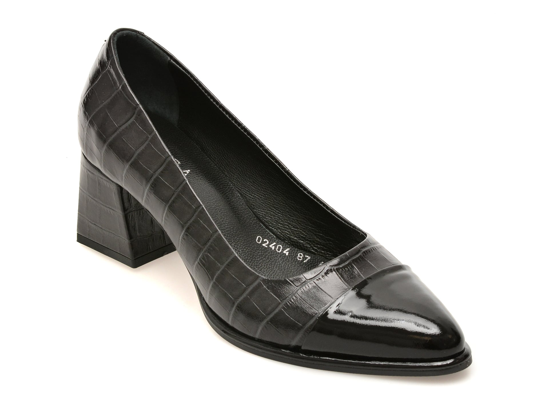 Pantofi eleganti EPICA negri, 3512404, din piele croco