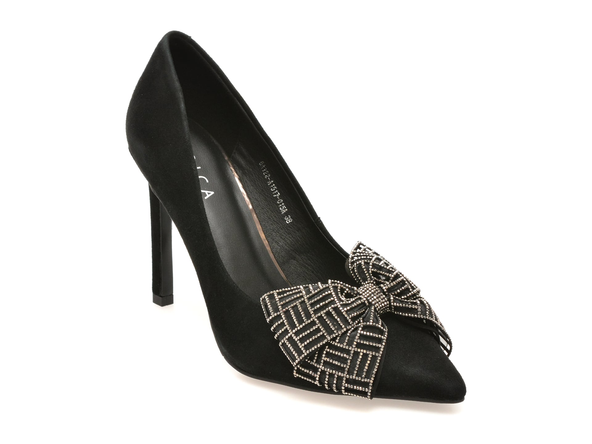 Pantofi eleganti EPICA negri, 6A122, din piele intoarsa
