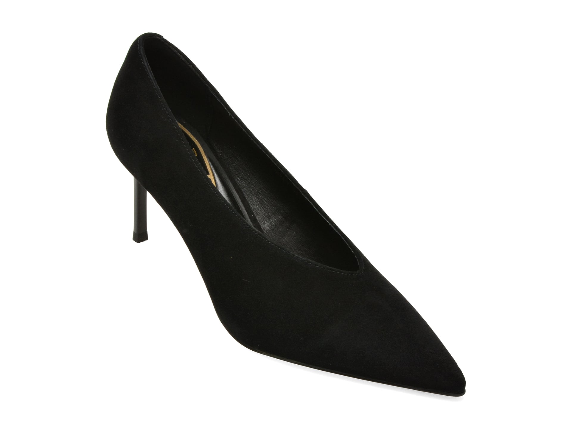 Pantofi eleganti EPICA negri, H692, din piele intoarsa