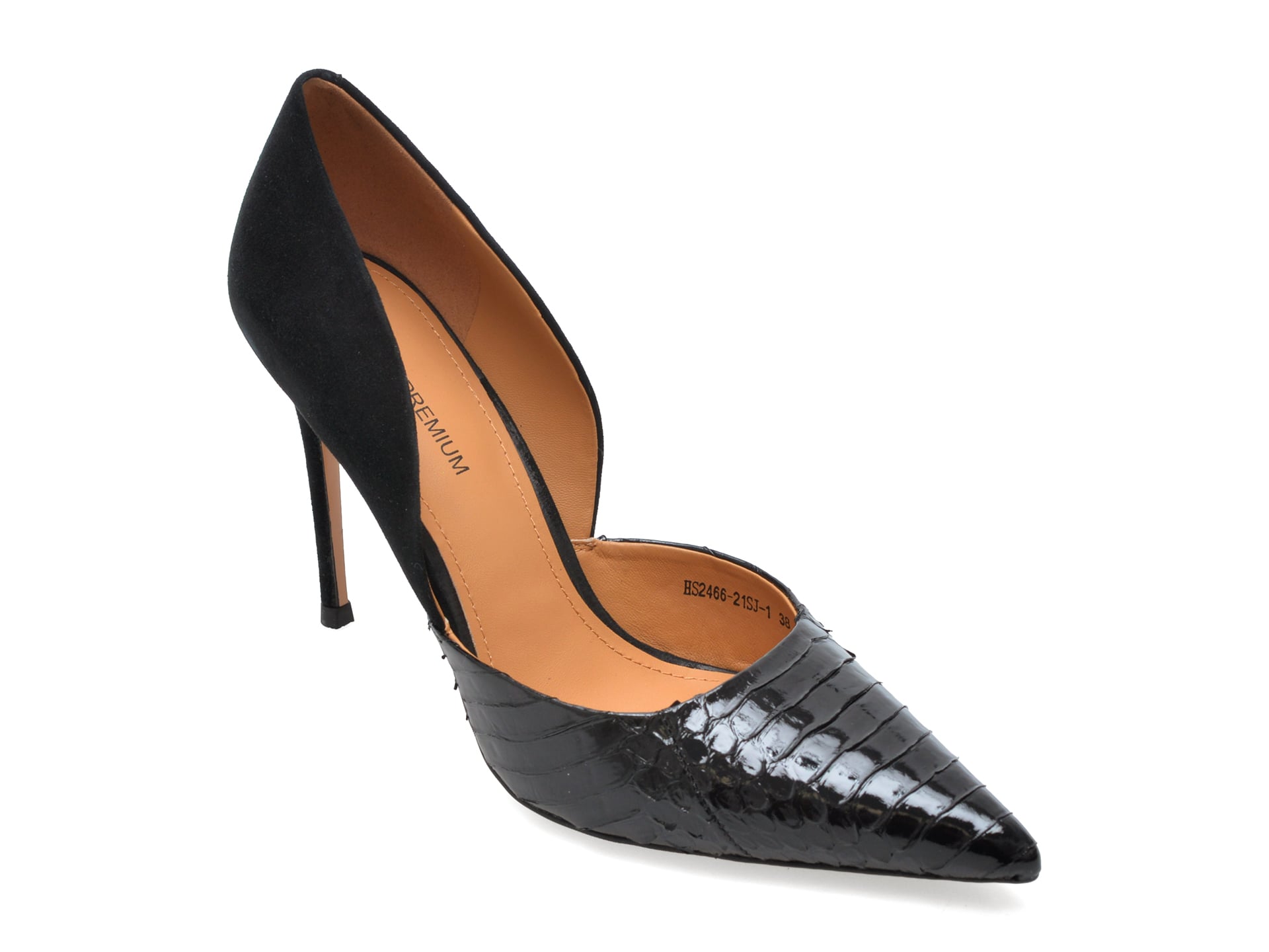 Pantofi eleganti EPICA PREMIUM negri, 2466, din piele naturala
