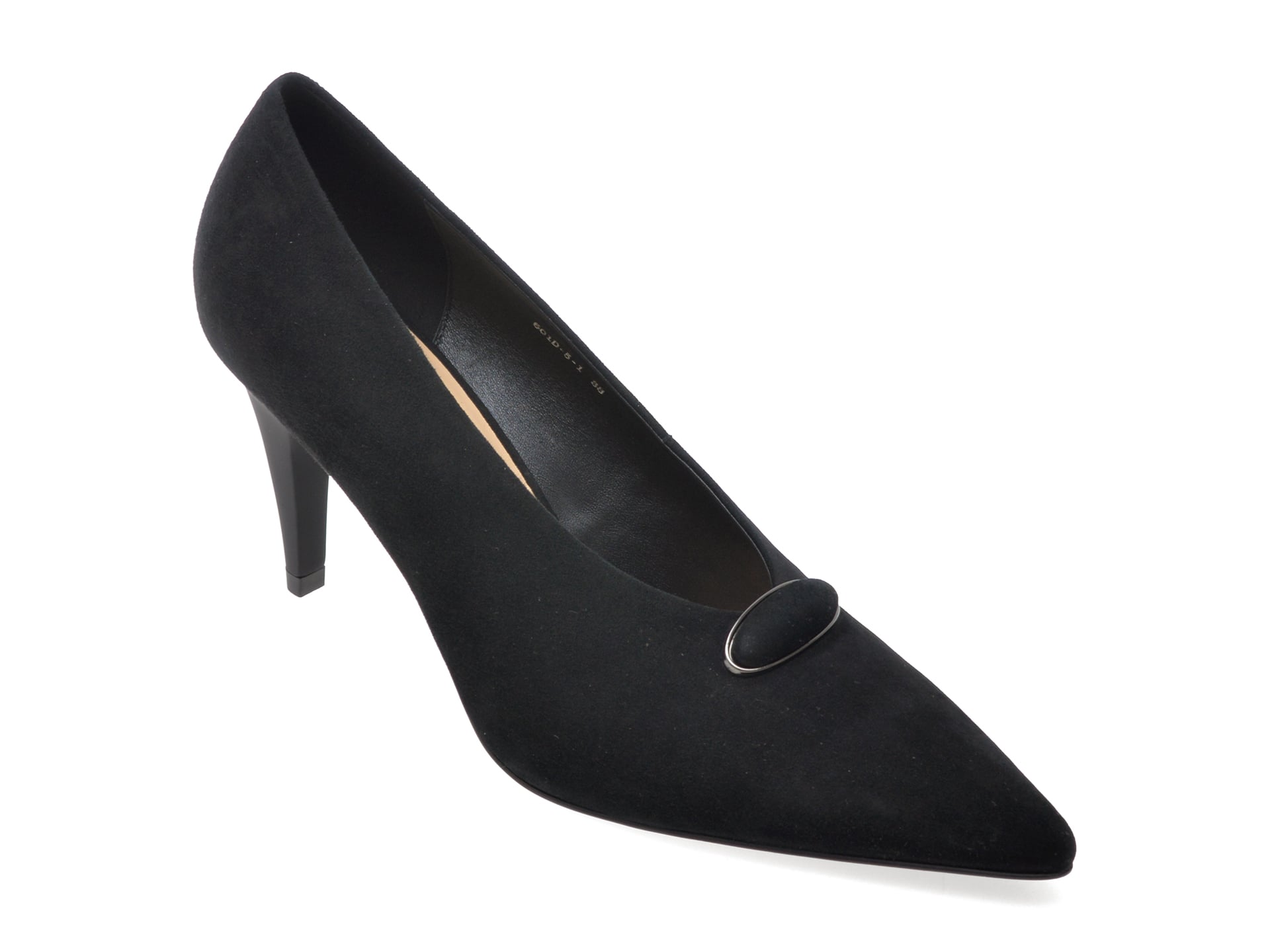 Pantofi eleganti EPICA PREMIUM negri, 601D, din piele intoarsa