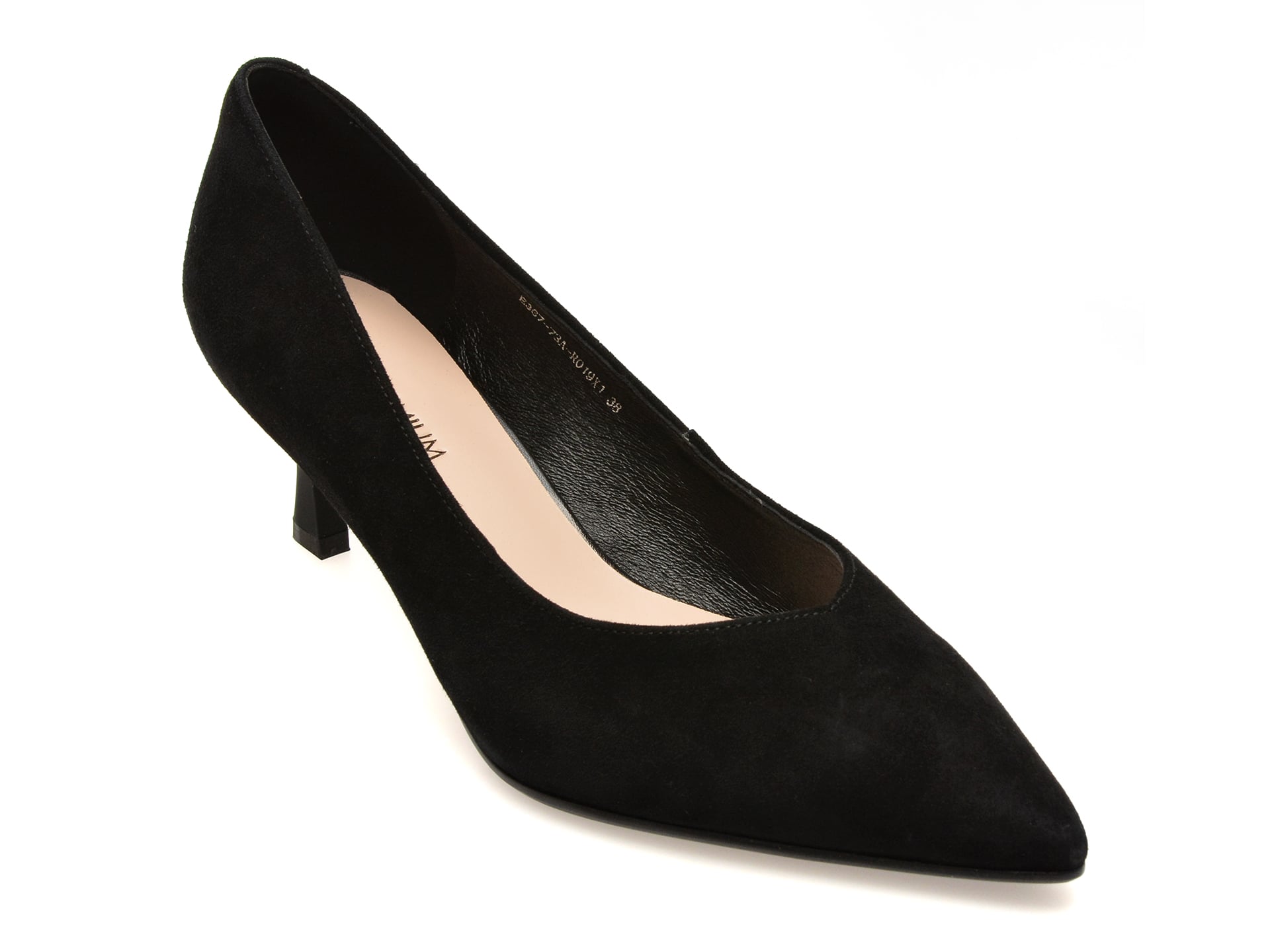 Pantofi eleganti EPICA PREMIUM negri, E36773A, din piele intoarsa