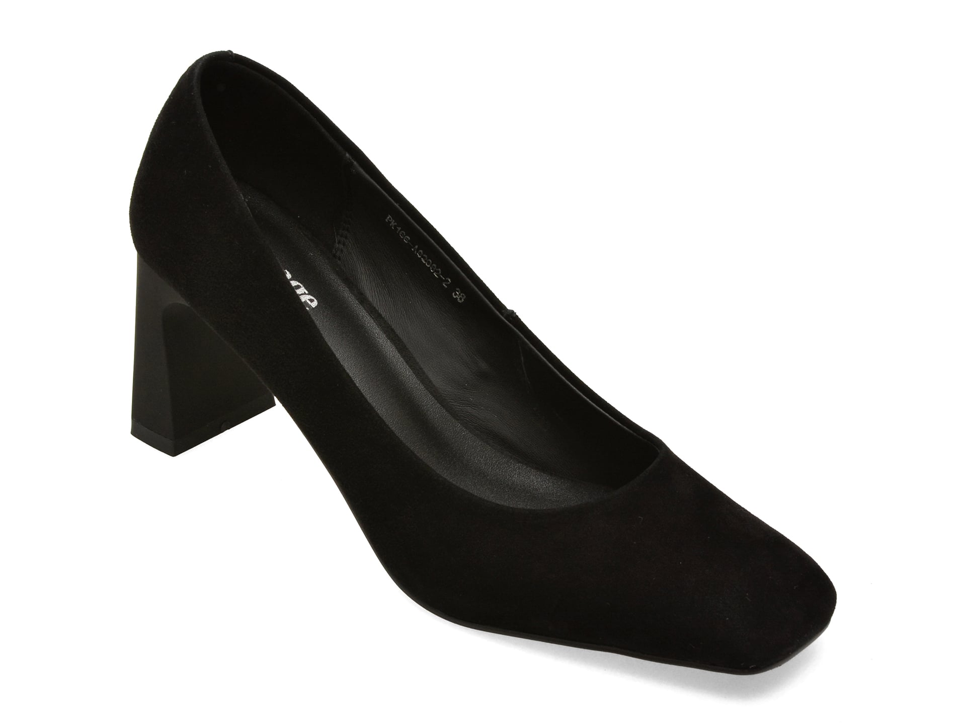 Pantofi eleganti IMAGE negri, 82982, din piele intoarsa