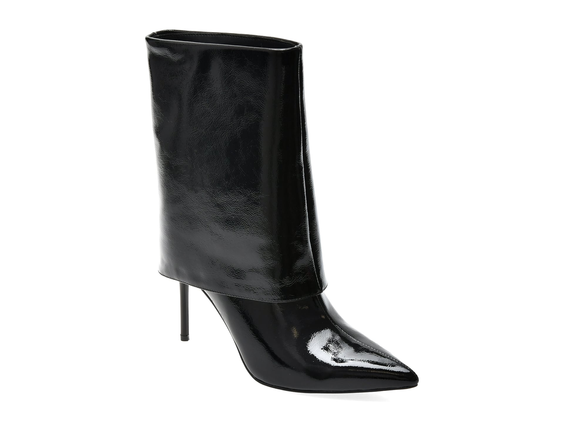 Botine elegante EPICA negre, 5S01F, din piele naturala lacuita