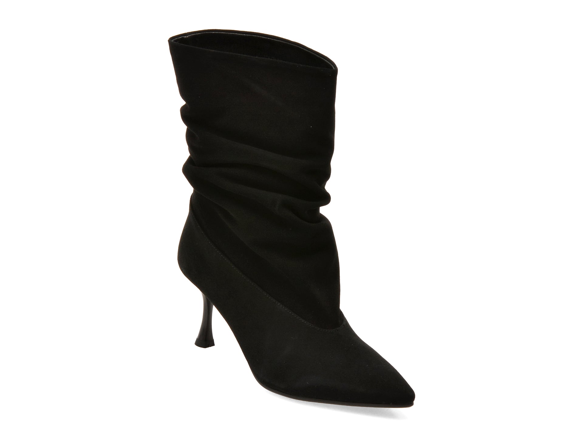 Botine elegante EPICA negre, AC5872, din piele intoarsa