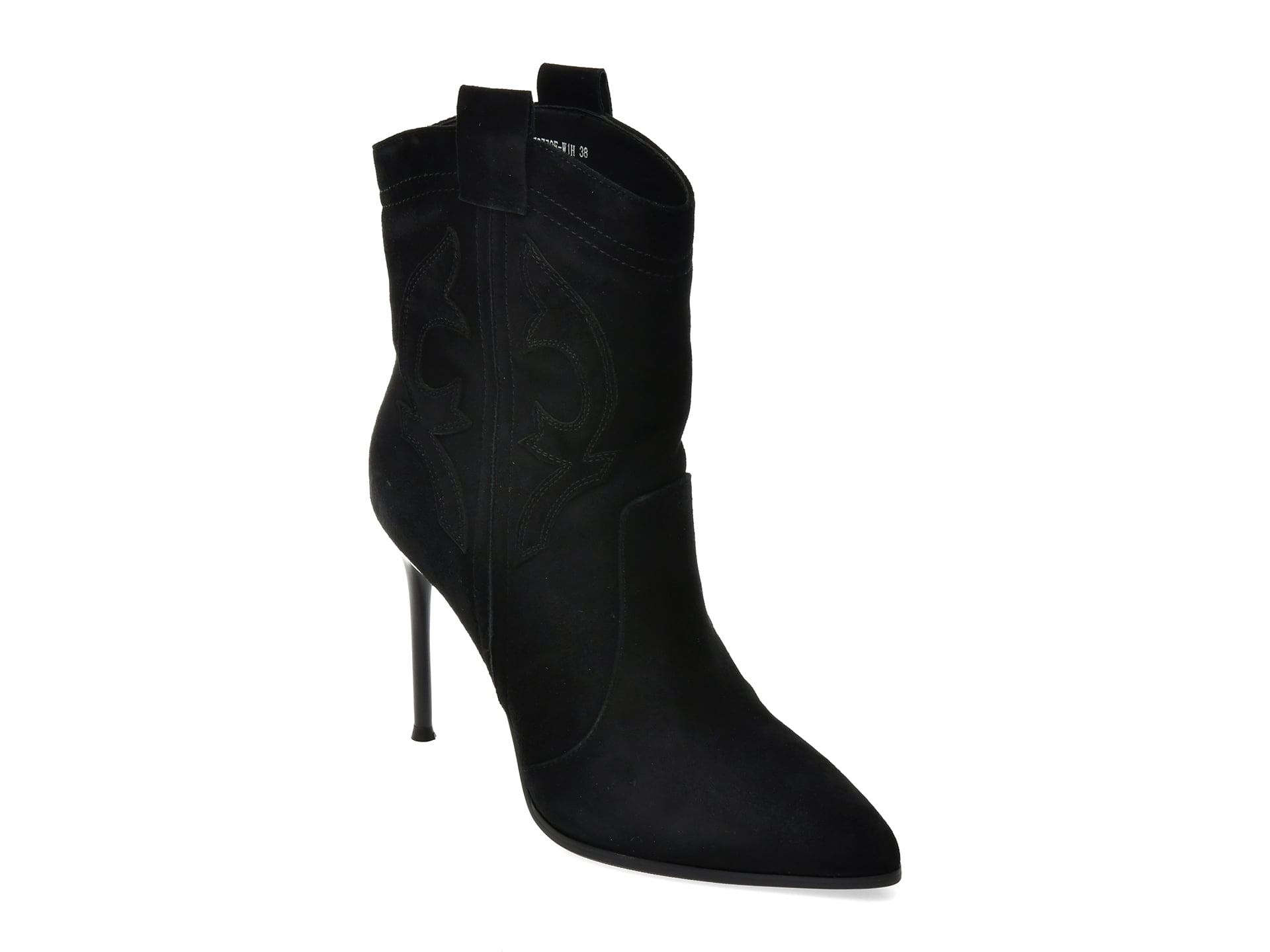 Botine elegante EPICA negre, AY2779, din piele intoarsa