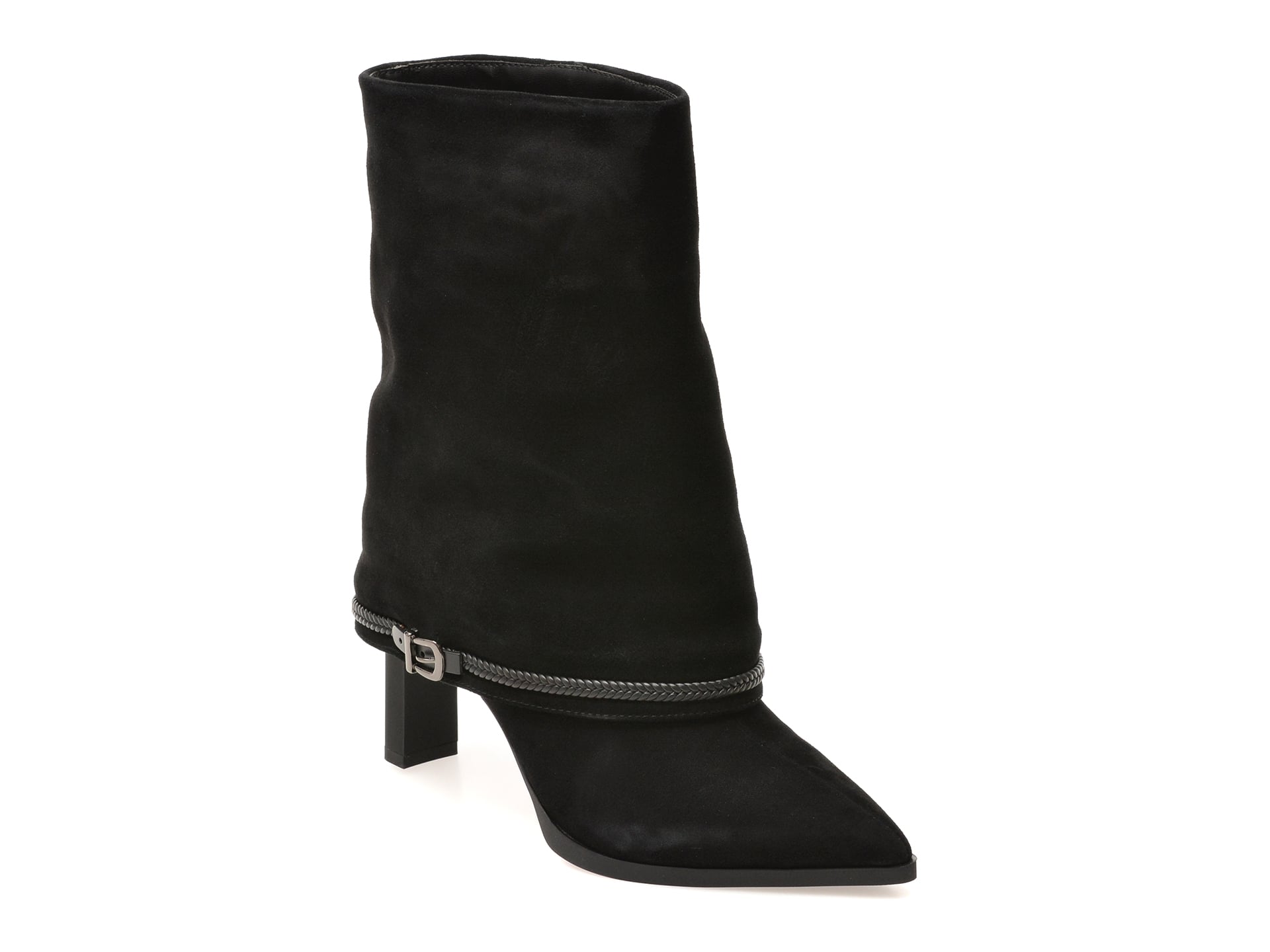 Botine elegante EPICA negre, M1212B, din piele intoarsa
