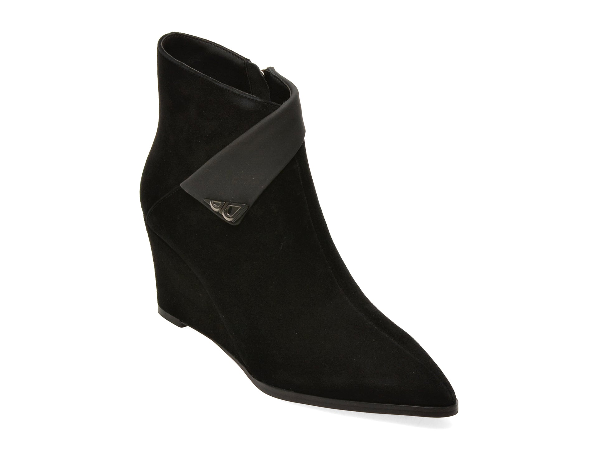 Botine elegante EPICA negre, M152B, din piele intoarsa