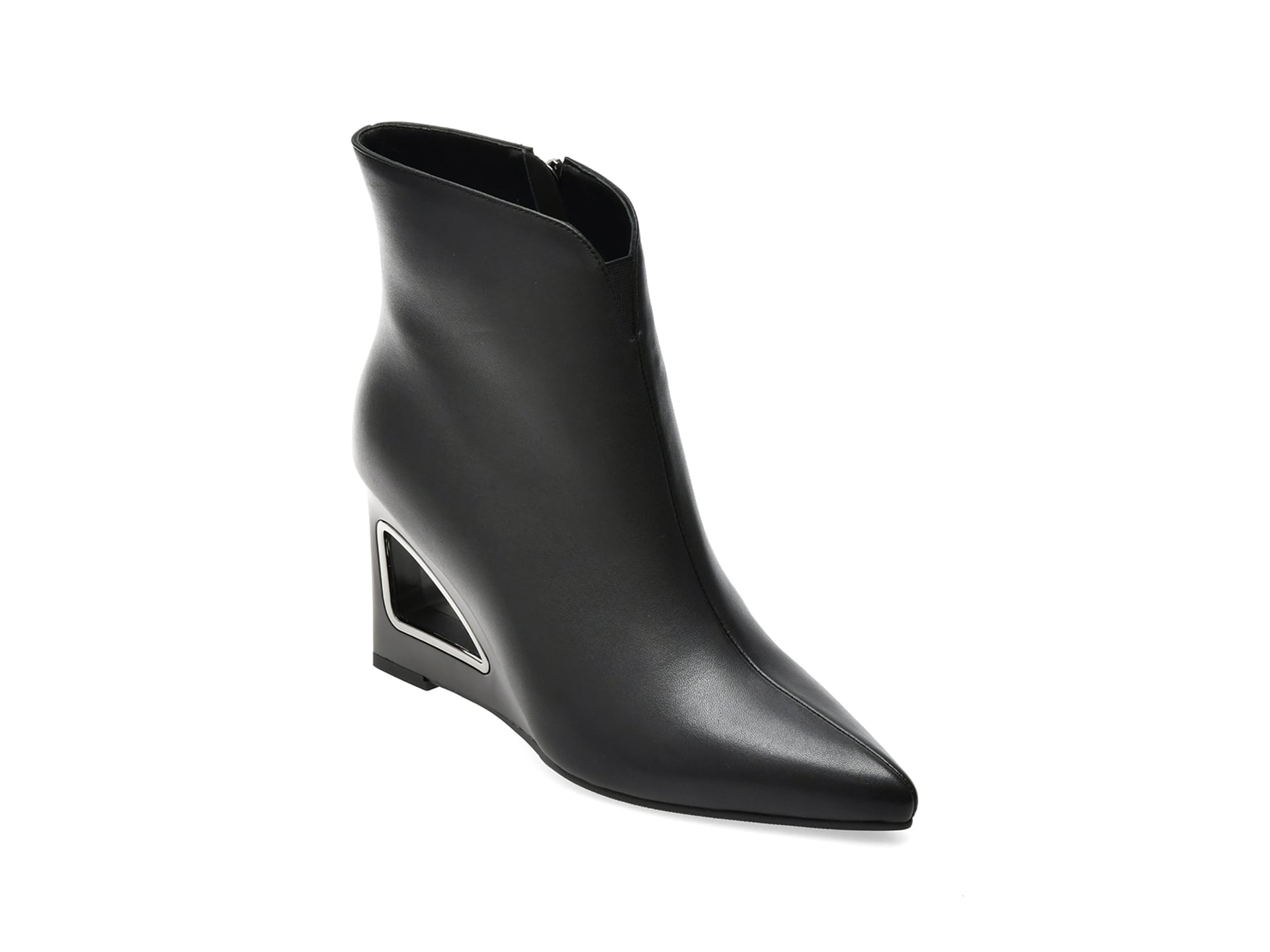 Botine elegante EPICA negre, X2H77, din piele naturala