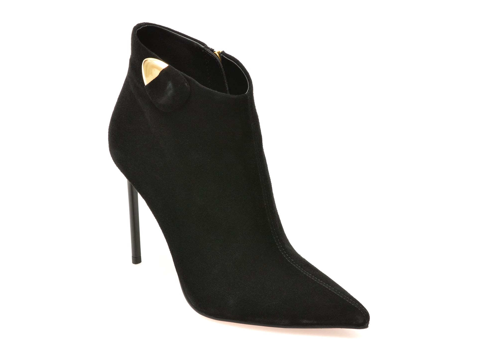 Botine elegante EPICA PREMIUM negre, 25139S, din piele intoarsa