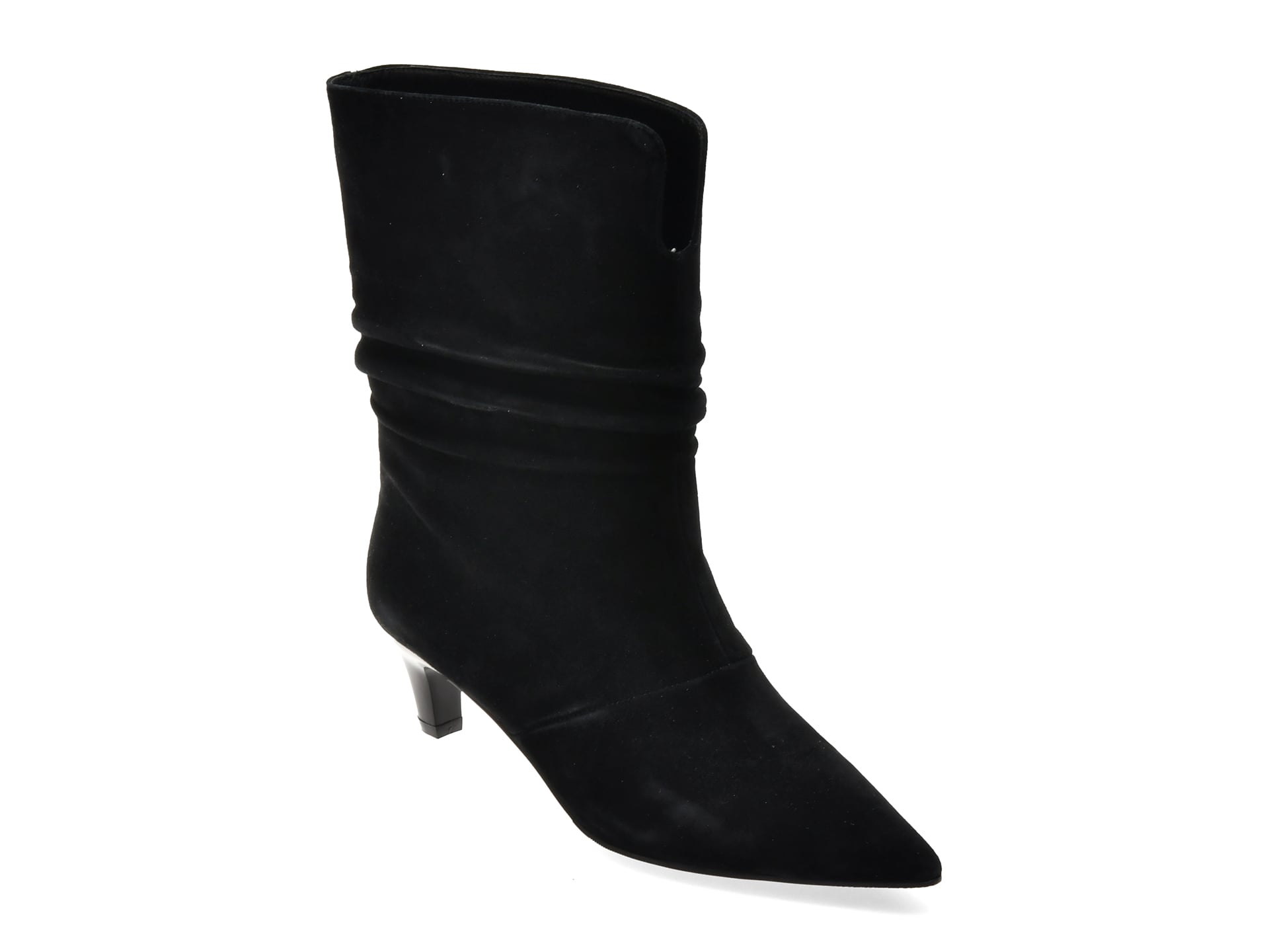 Botine elegante IMAGE negre, 9A737, din piele intoarsa