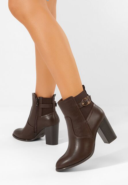 Botine cu toc gros Alaki maro