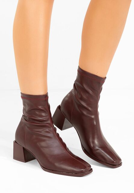 Botine cu toc gros Denonia bordo