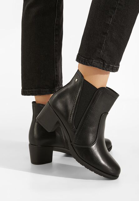 Botine cu toc gros negre Verona