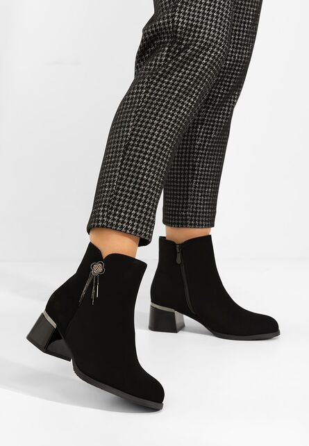 Botine cu toc gros Neliora negre