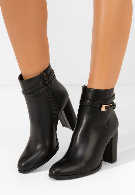 Botine cu toc gros Vanisia negre