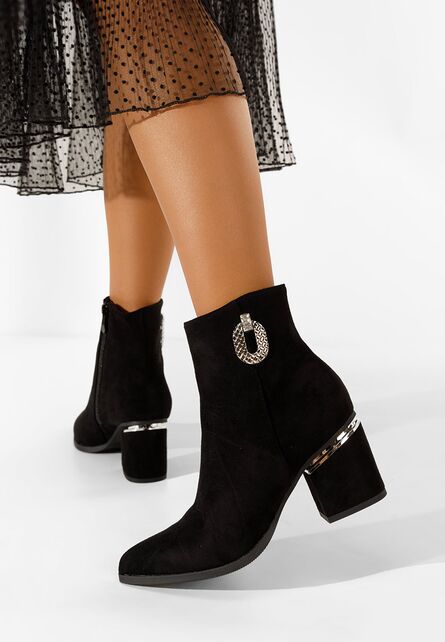 Botine dama cu toc Hoja negre
