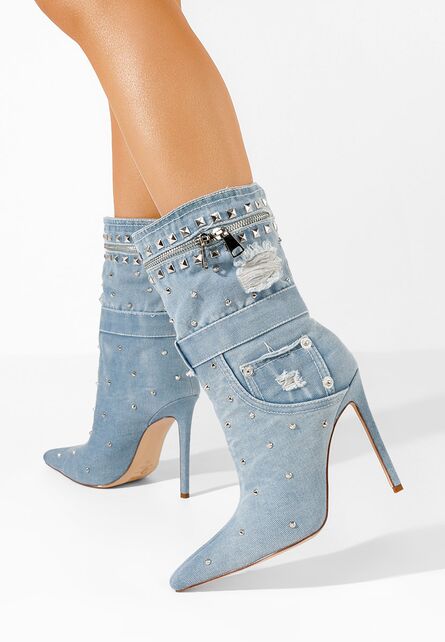 Botine stiletto Azzaro albastre